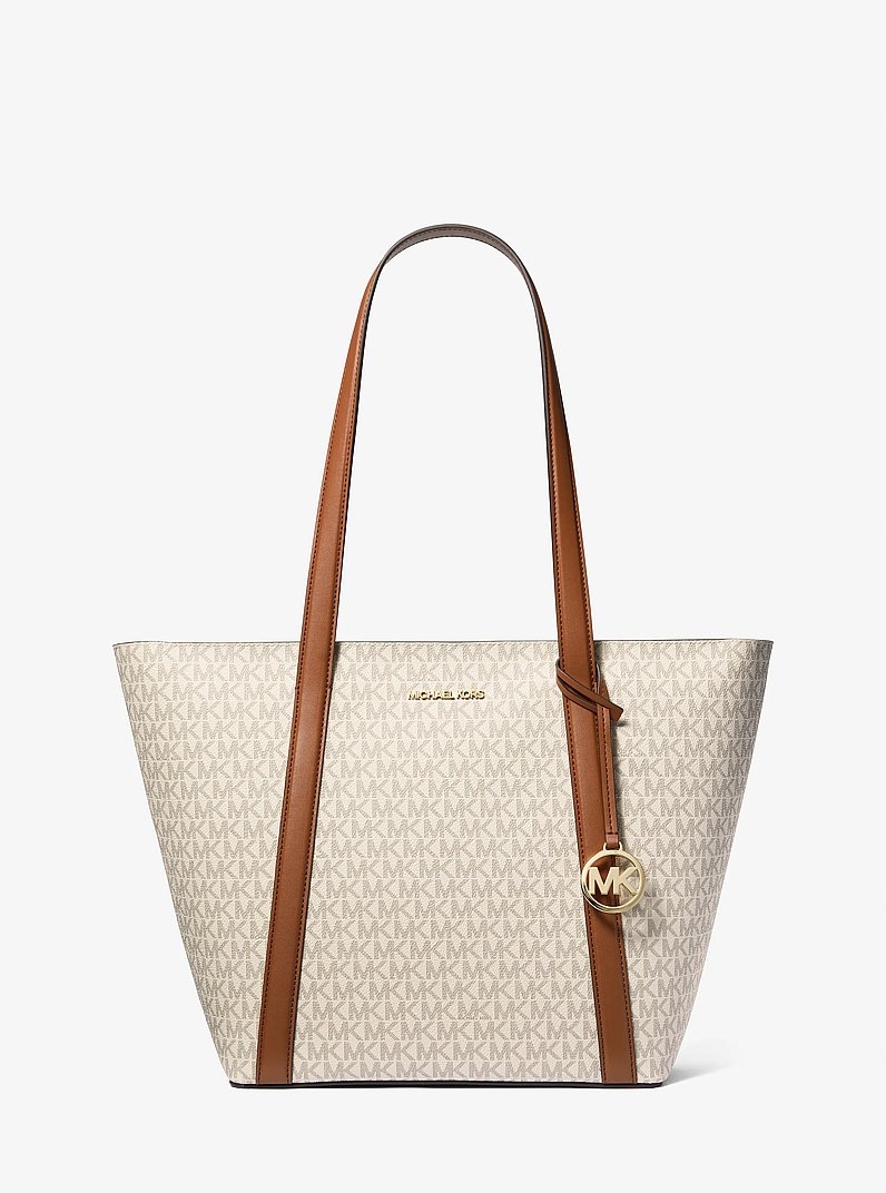 Pratt Large Signature Logo Tote Bag in VANILLA | Michael Kors