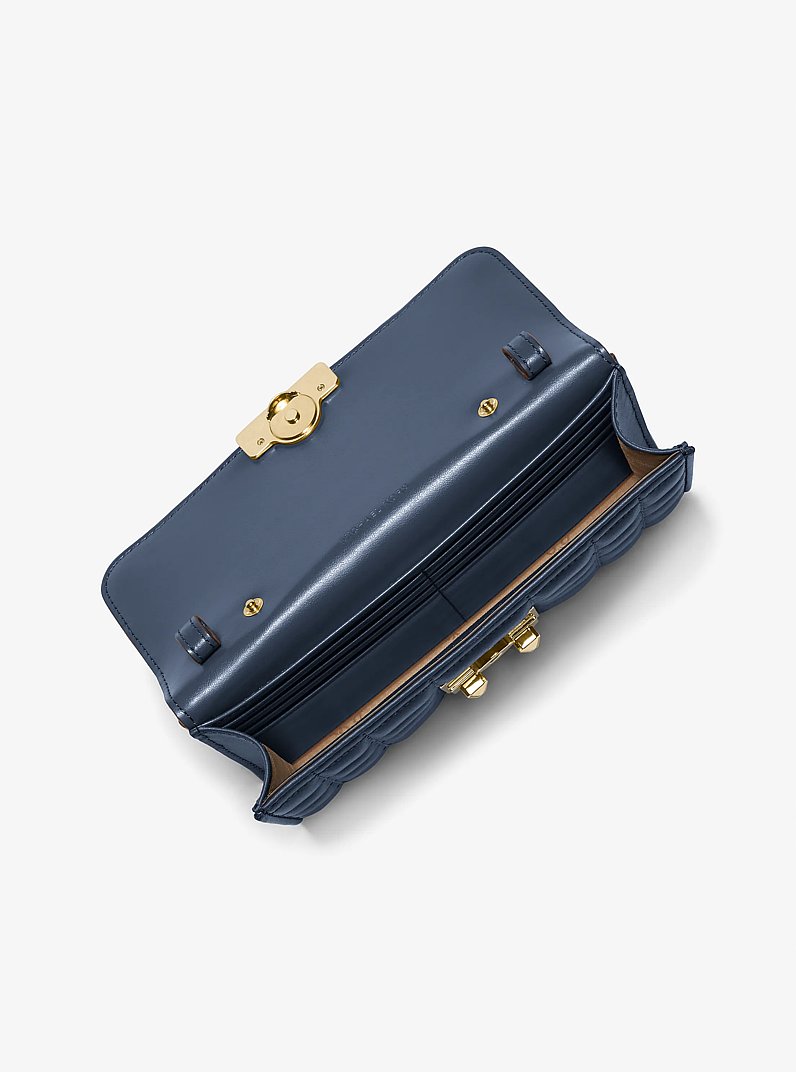 Tribeca Leather Convertible Crossbody Bag in NAVY | Michael Kors