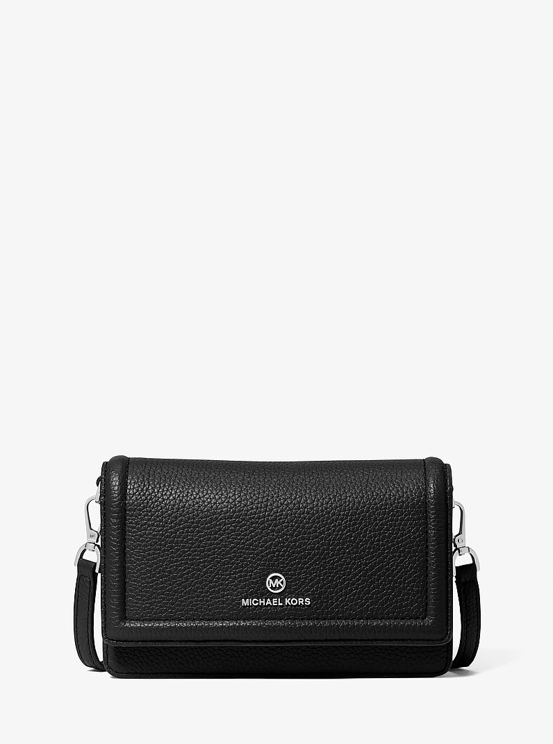 Jet Set Small Pebbled Leather Smartphone Convertible Crossbody Bag in BLACK | Michael Kors