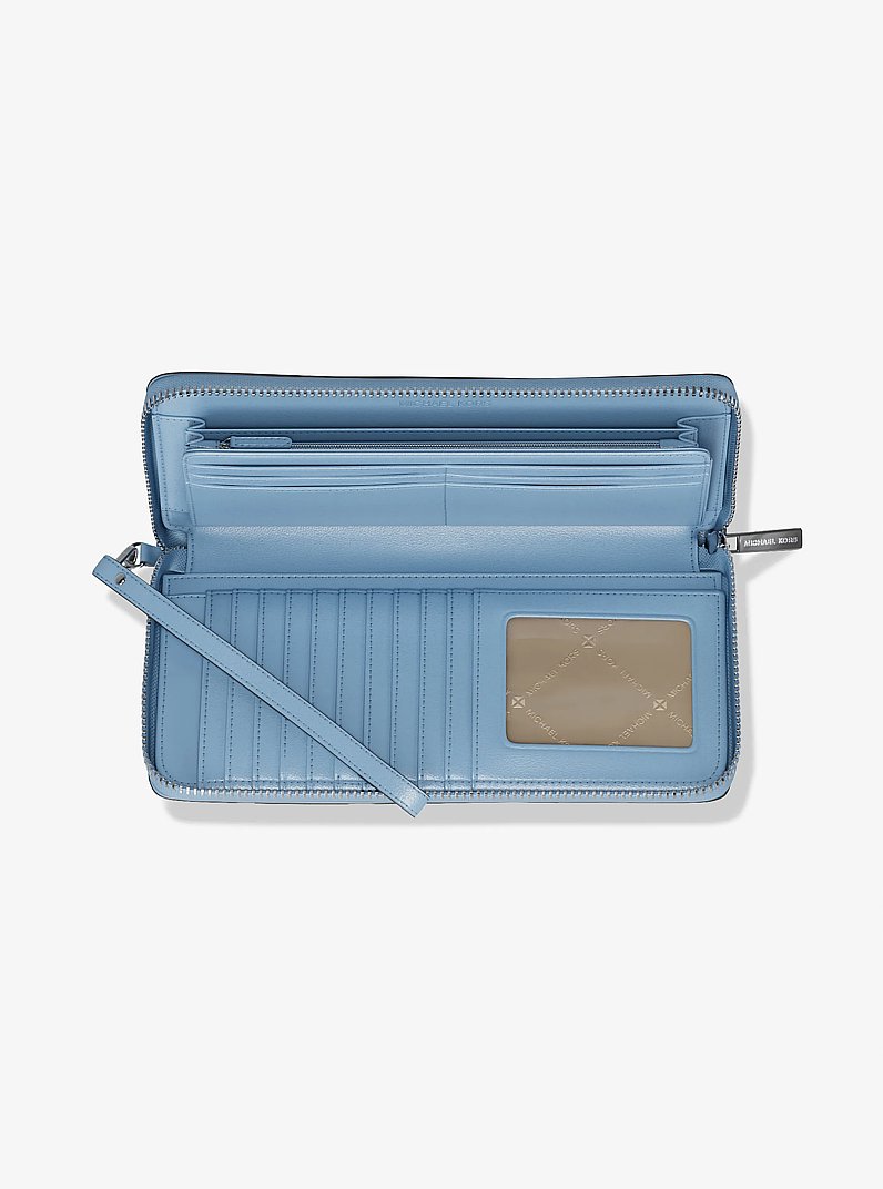 Jet Set Large Studded Patchwork and Signature Logo Continental Wallet in LT SKY MLT | Michael Kors