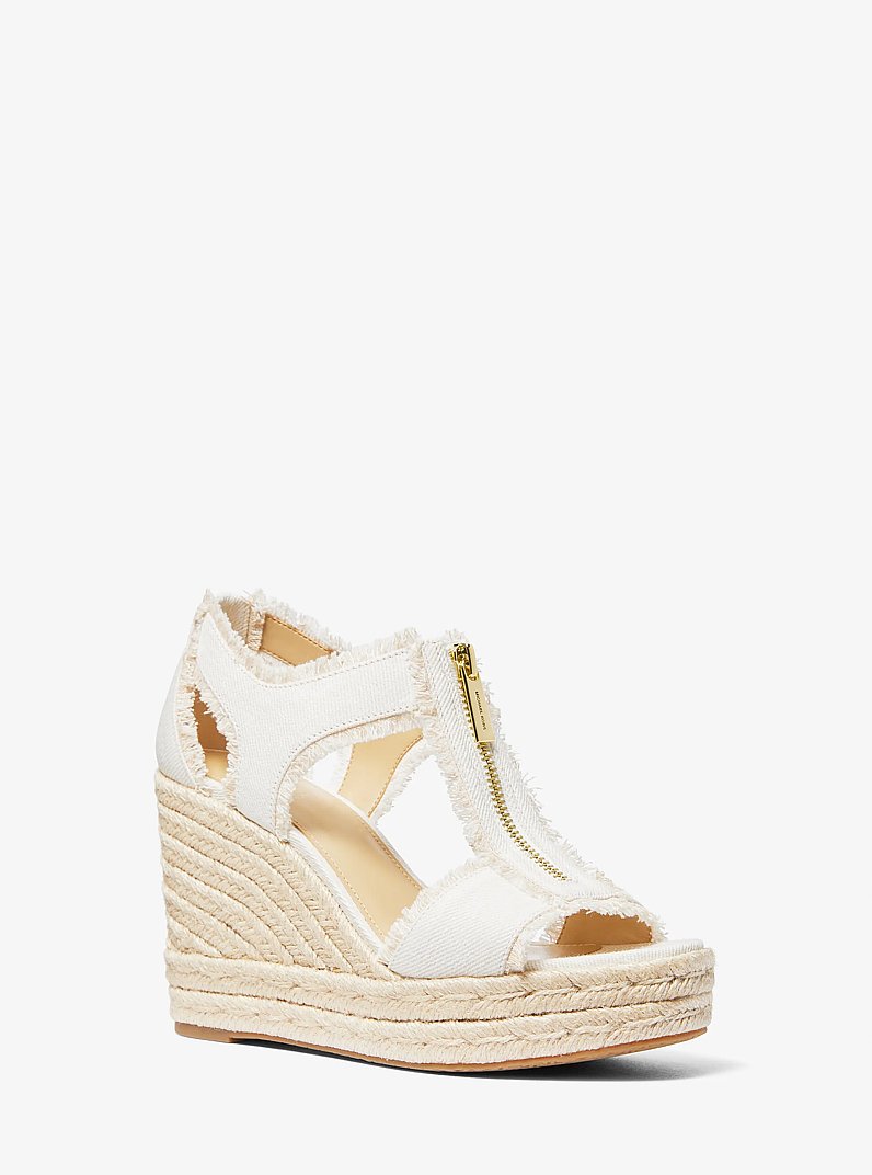 Berkley Frayed Denim Wedge Sandal