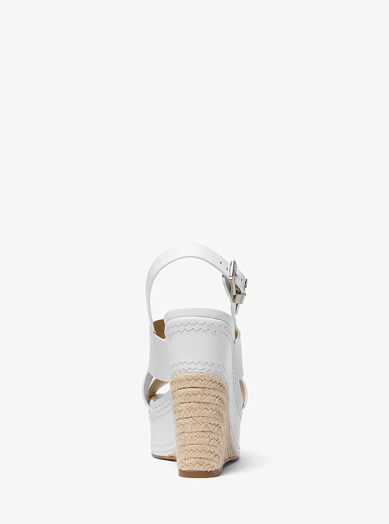 Nora Leather Wedge Sandal in OPTIC WHITE | Michael Kors