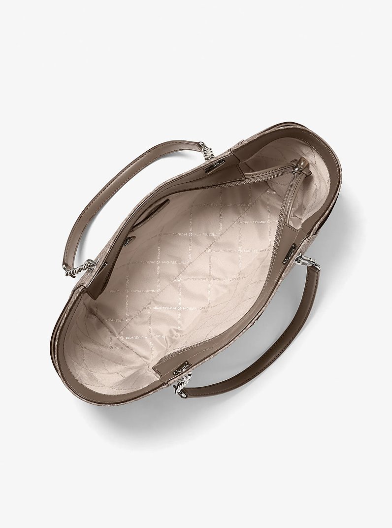 Jet Set Large Signature Logo Shoulder Bag in MUSHROOM | Michael Kors