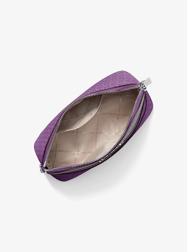Jet Set Travel Color-Block Signature Logo Crossbody Bag in DARK
