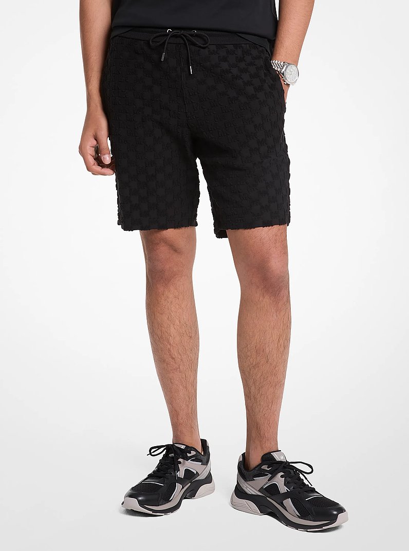 Logo Jacquard Terry Shorts in BLACK | Michael Kors