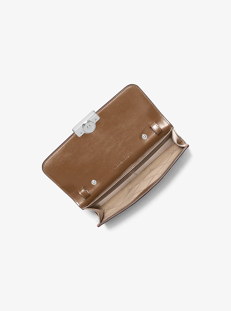 Tribeca Crocodile Embossed Leather Convertible Crossbody Bag in DRIFTWOOD | Michael Kors