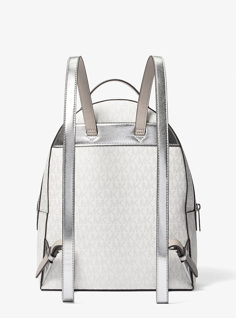 Sheila Medium Logo Backpack in SILVER | Michael Kors