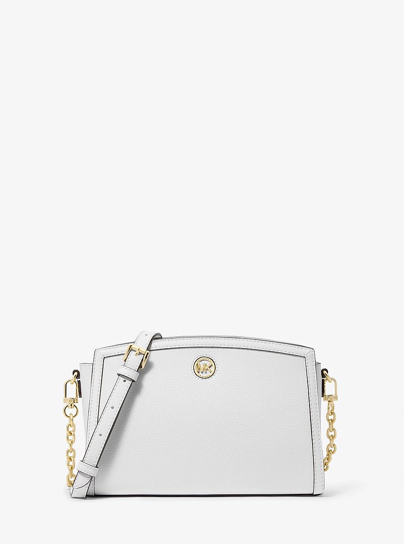 Chantal Large Pebbled Leather Crossbody Bag in OPTIC WHITE | Michael Kors