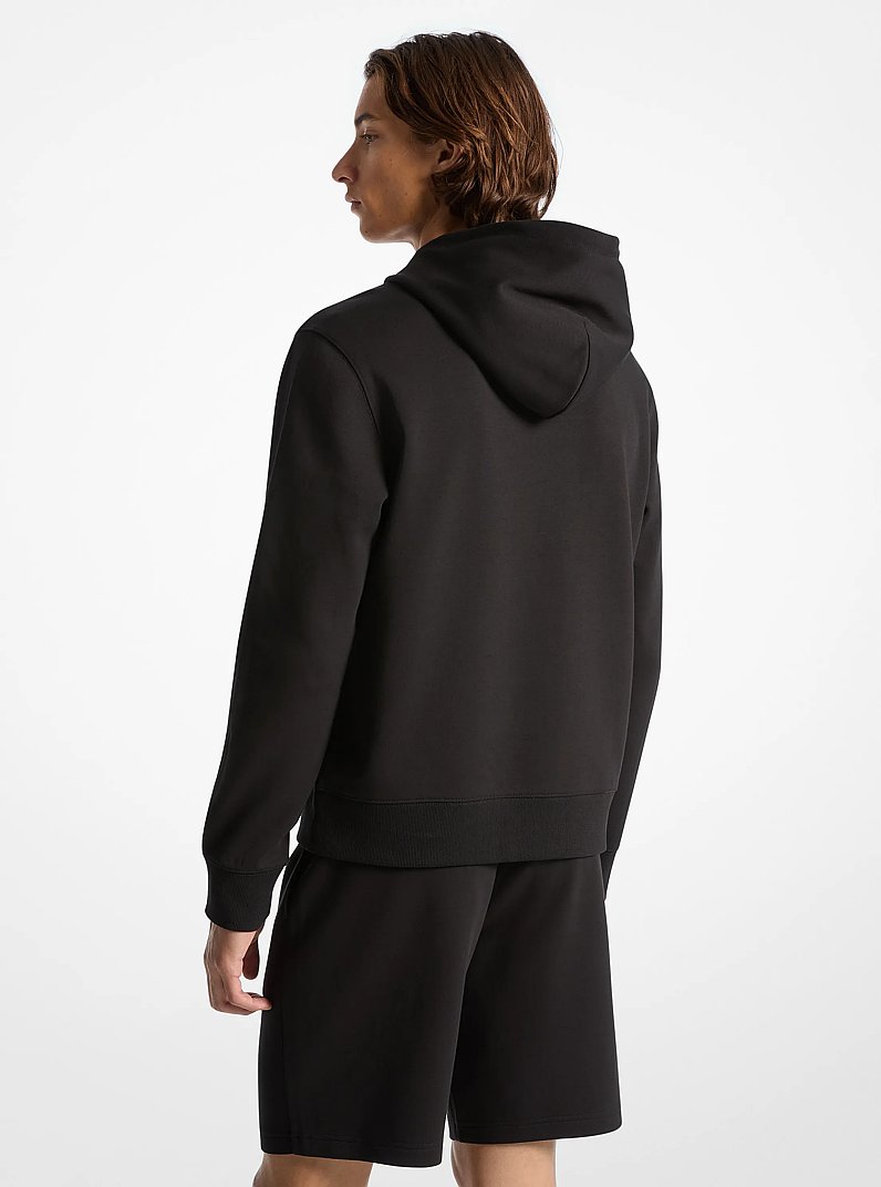 Embossed Logo Cotton Blend Hoodie in BLACK | Michael Kors