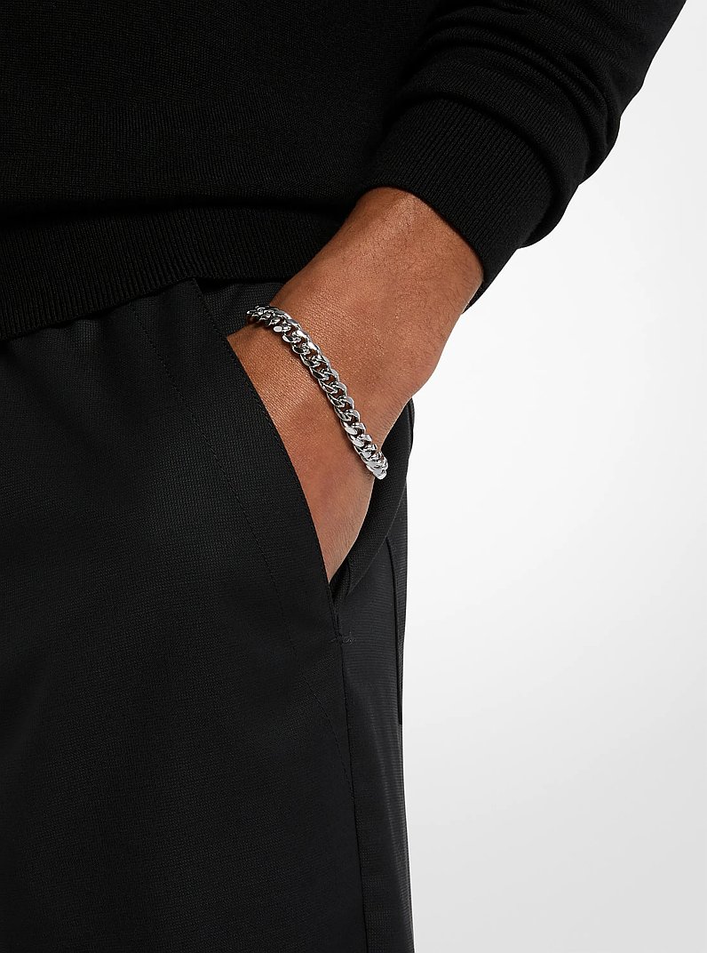 Precious Metal-Plated Brass Curb-Link Chain Bracelet in SILVER | Michael Kors