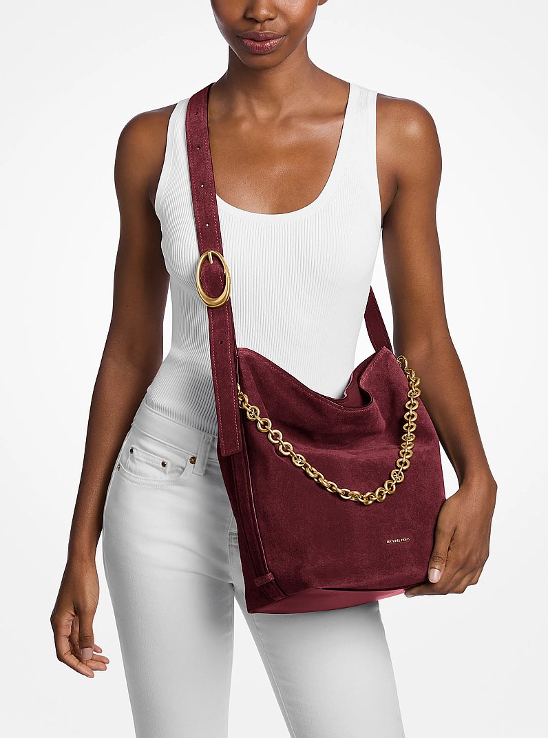 Shopper Nolita Large aus Wildleder in DUNKELROT | Michael Kors