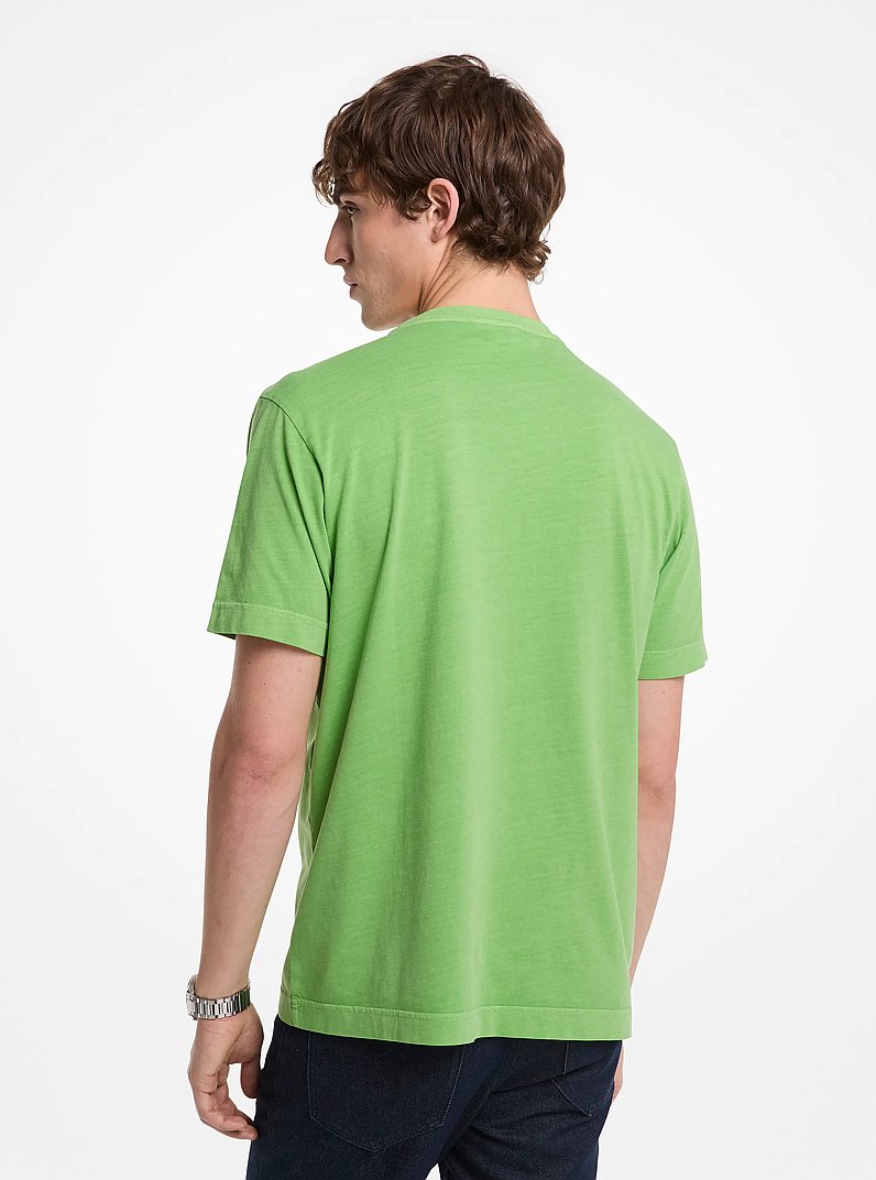 T-shirt en coton teint en pi&egrave;ce &agrave; logo in JUNGLE | Michael Kors
