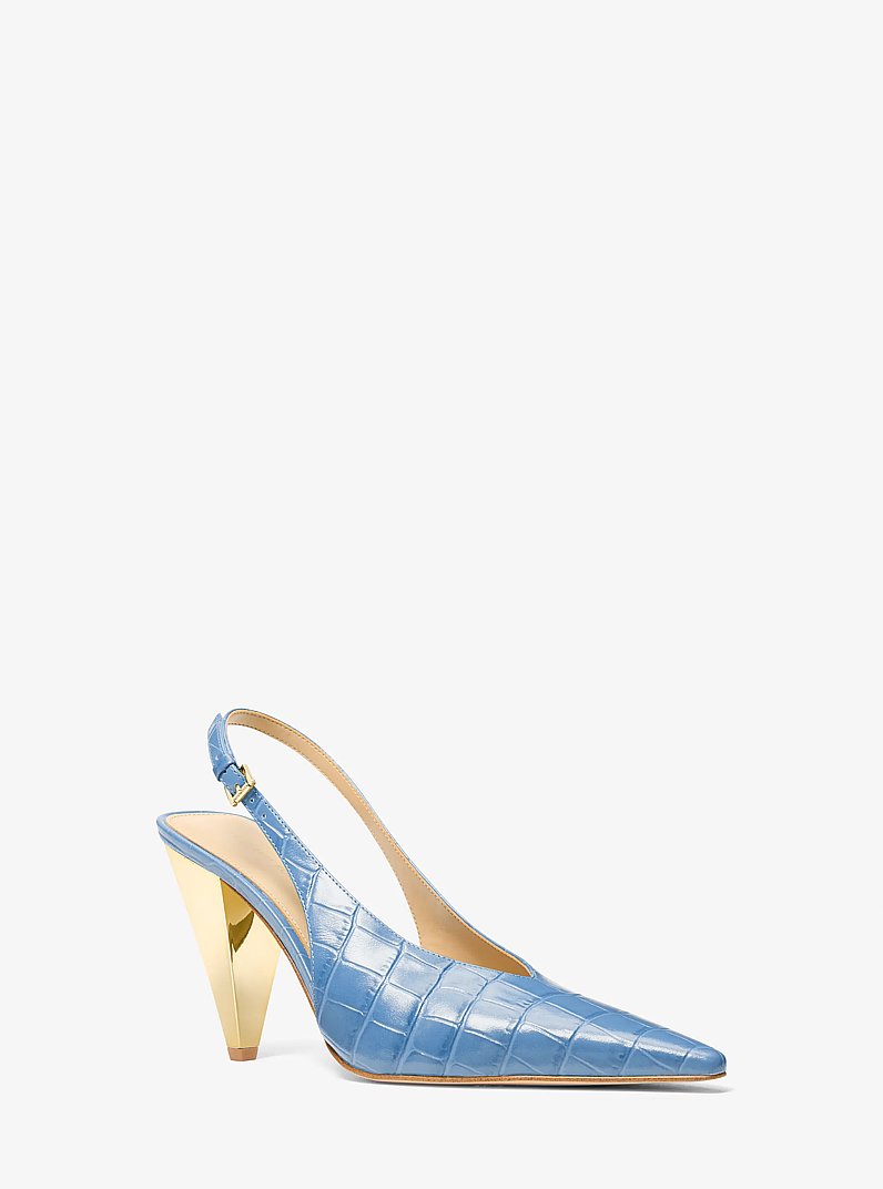 Electra Crocodile Embossed Leather Slingback Pump in FRENCH BLUE | Michael Kors