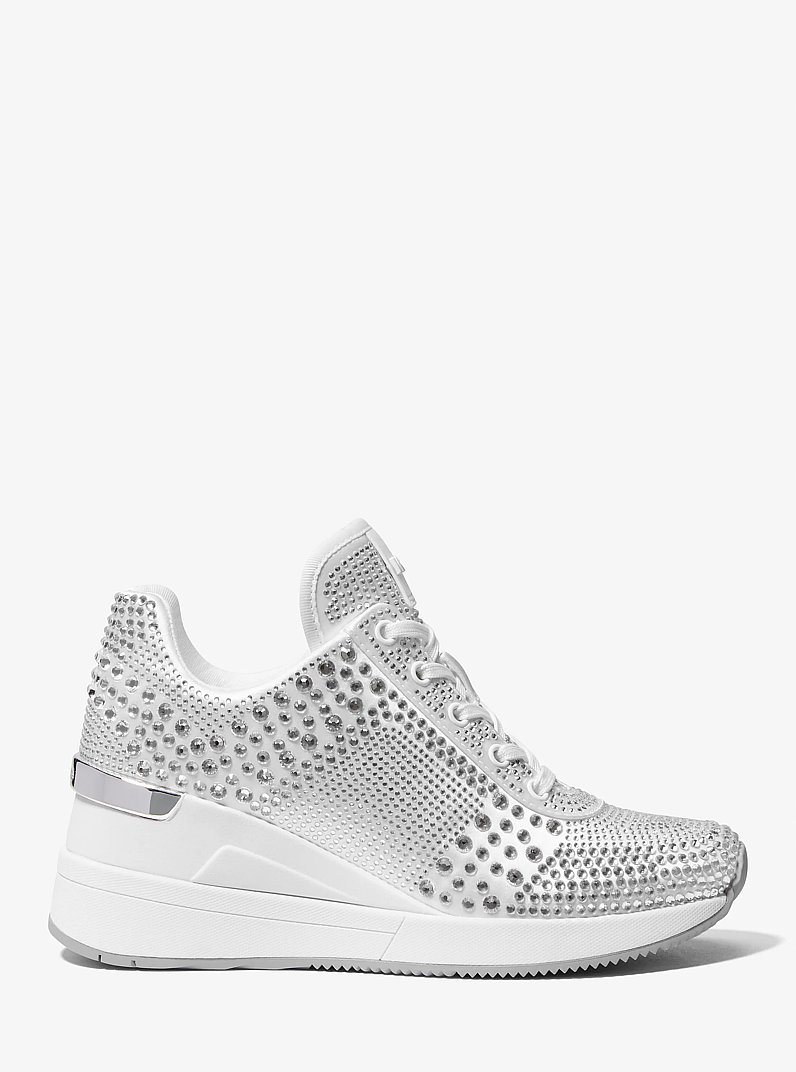Georgie Crystal Embellished Satin Trainer