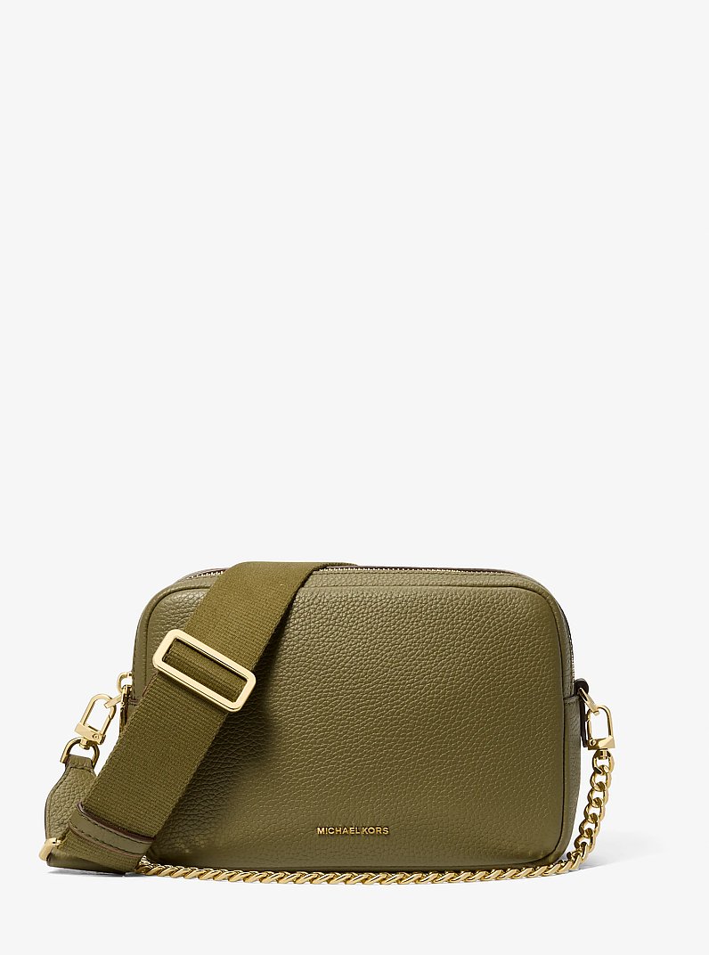 Camera bag a tracolla Bryant media in pelle martellata in VERDE SAFARI | Michael Kors