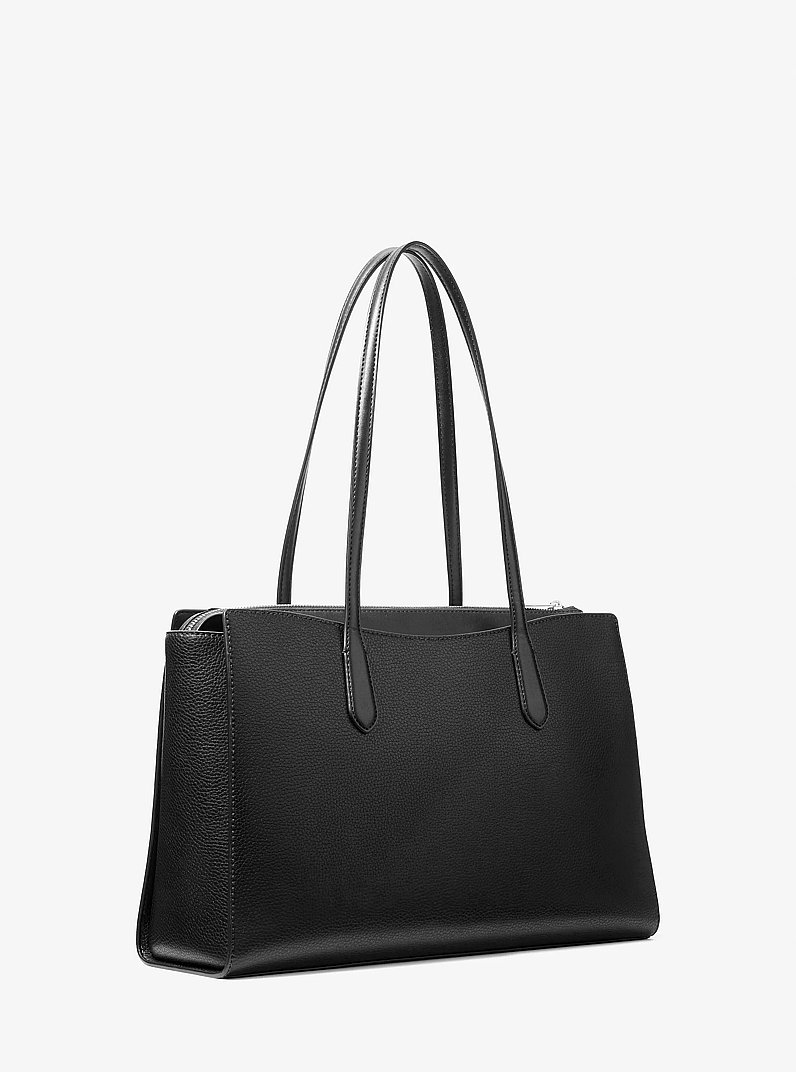 Arden Medium Pebbled Leather Tote Bag in BLACK | Michael Kors