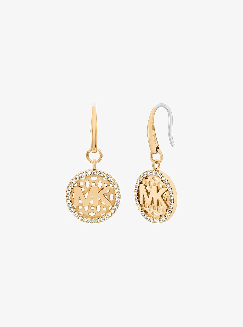 Pav&eacute; Logo Charm Earrings in GOLD | Michael Kors