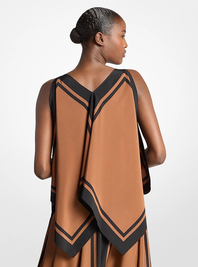 Blusa tipo bufanda de crep&eacute; de chin&eacute; de seda in RAMA/NEGRO | Michael Kors