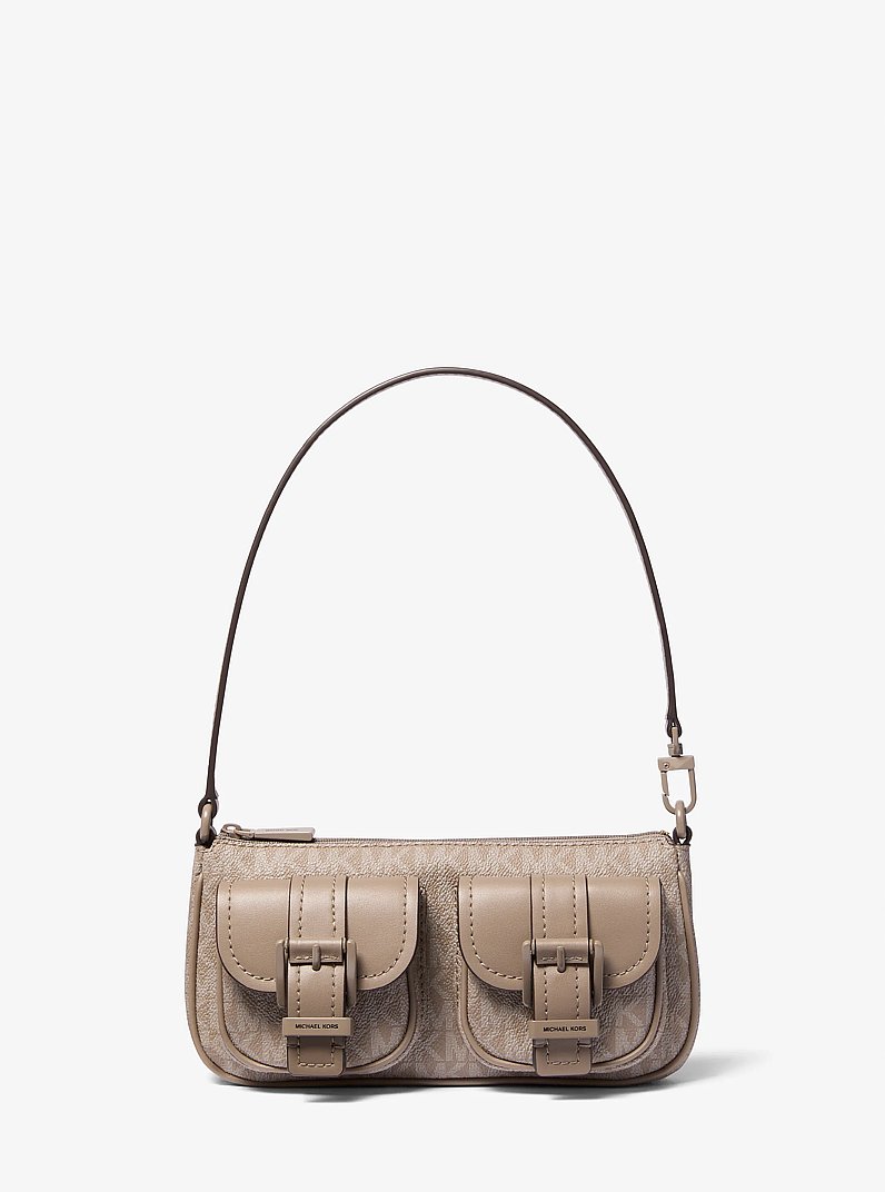 Zoe Small Signature Logo Convertible Pochette in BIRCH | Michael Kors