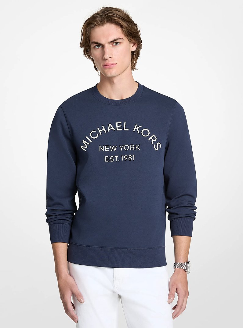 Chandail &agrave; encolure ras-de-cou en m&eacute;lange de coton &agrave; logo in MINUIT | Michael Kors