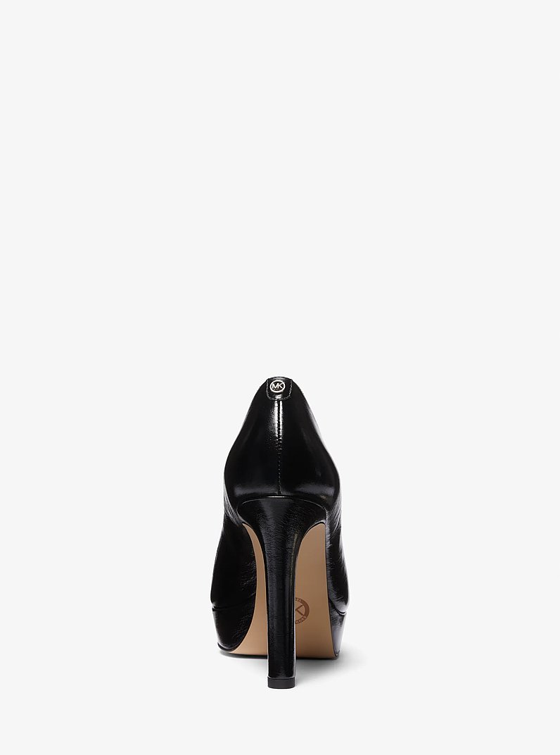 Chantal Crinkled Patent Leather Platform Pump in BLACK | Michael Kors