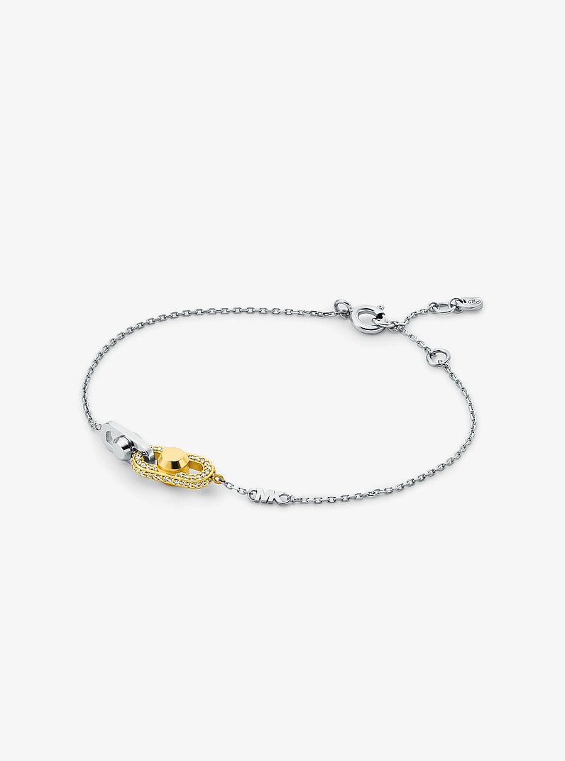 Pulsera Astor Link de plata de ley chapada en metal precioso e incrustaciones in BITONO | Michael Kors