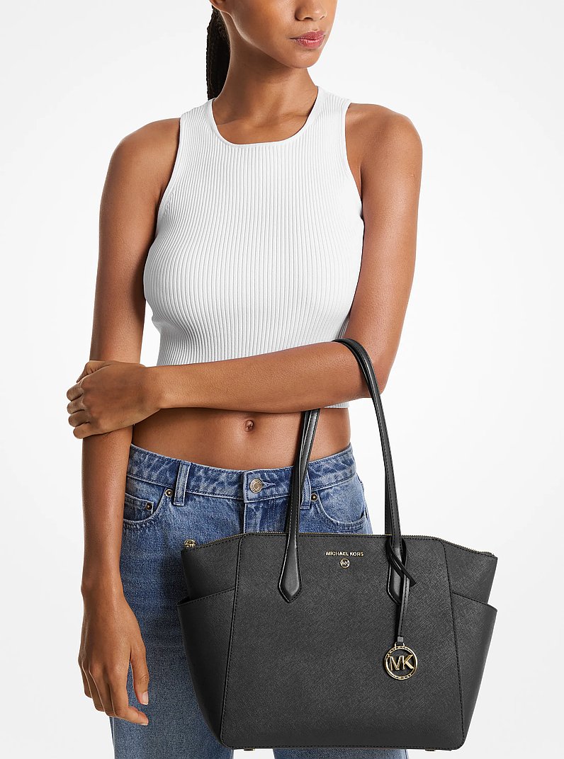 Borsa tote Marilyn media in pelle Saffiano in NERO | Michael Kors