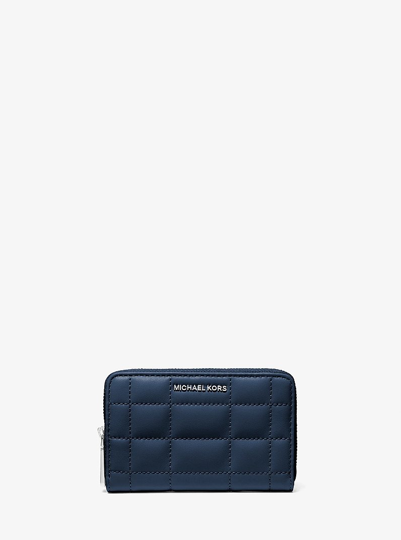 Small Quilted Leather Wallet in NAVY | Michael Kors