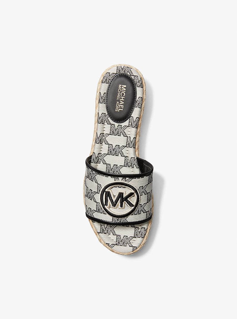 Sandalia de cu&ntilde;a Sadler de yute y jacquard con logotipo in NATURAL/NEGRO | Michael Kors