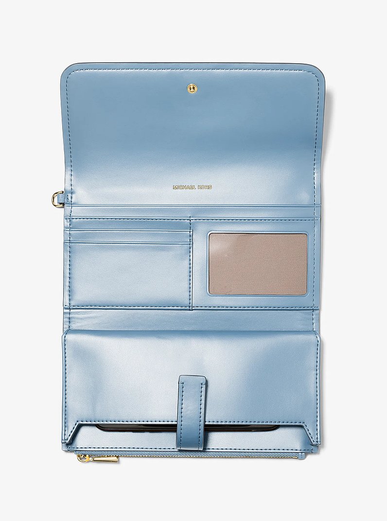 Pochette &agrave; sangle Jet Set pour smartphone de taille moyenne en cuir grain&eacute; in CHAMBRAY | Michael Kors