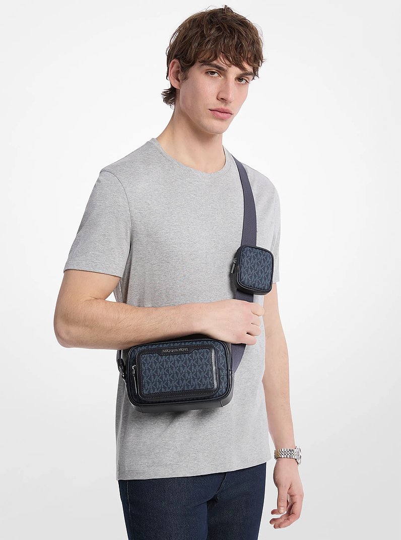 Cooper Signature Logo Camera Crossbody Bag With Pouch in ADMRL/PLBLUE | Michael Kors
