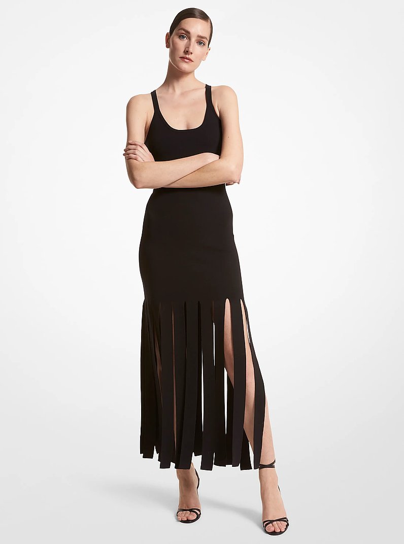 Vestido de mezcla de lana con cintas in NEGRO | Michael Kors