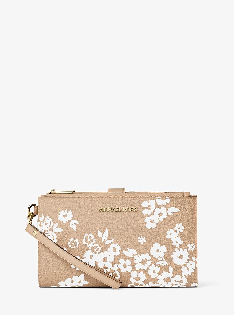 Bolso pulsera Jet Set Travel grande con logotipo exclusivo estampado in CAMEL | Michael Kors