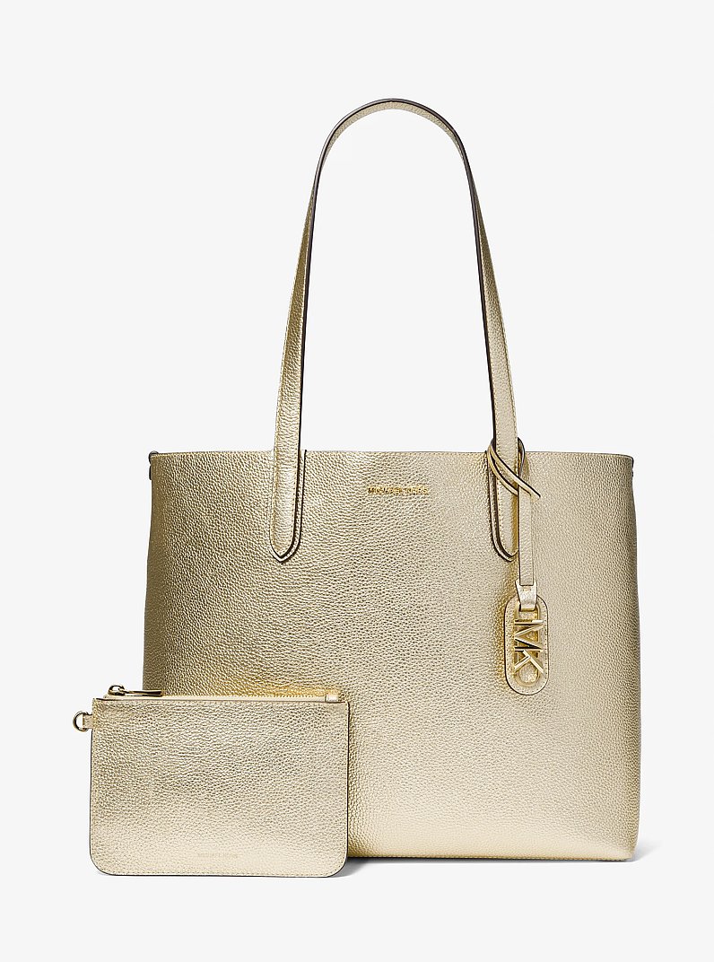 Eliza Extra-Large Metallic Pebbled Leather Reversible Tote Bag