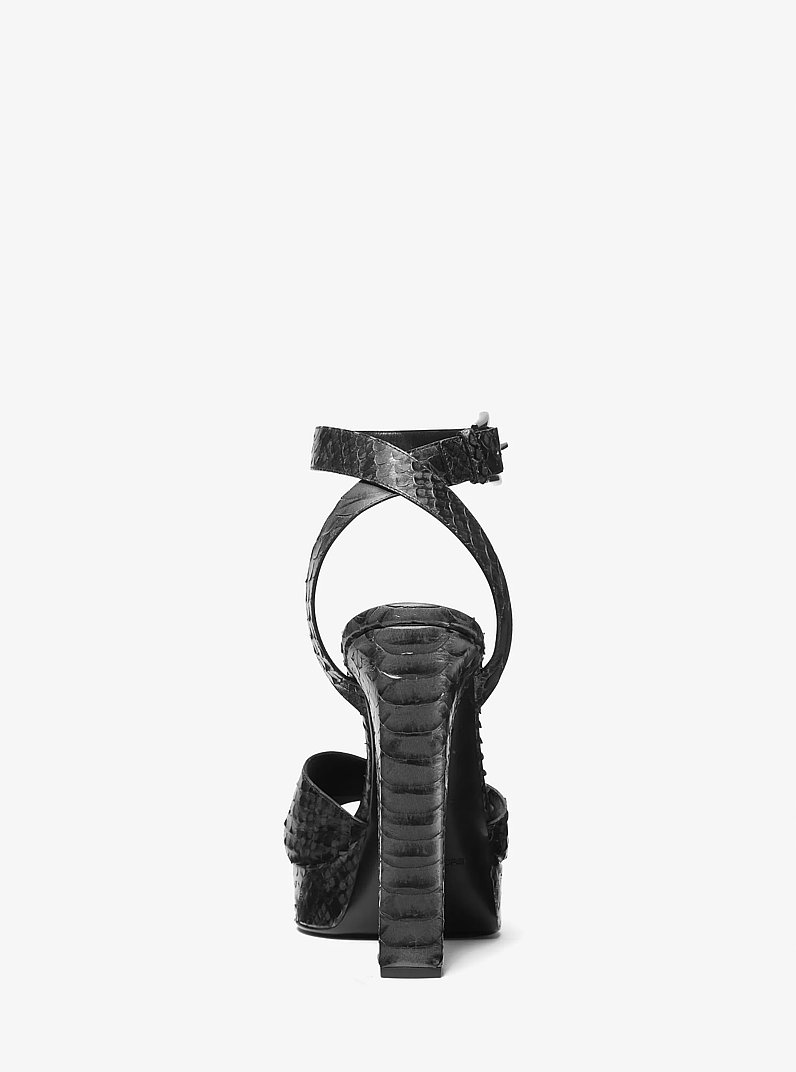 Cannon Python Embossed Leather Platform Sandal in GRAPHITE | Michael Kors