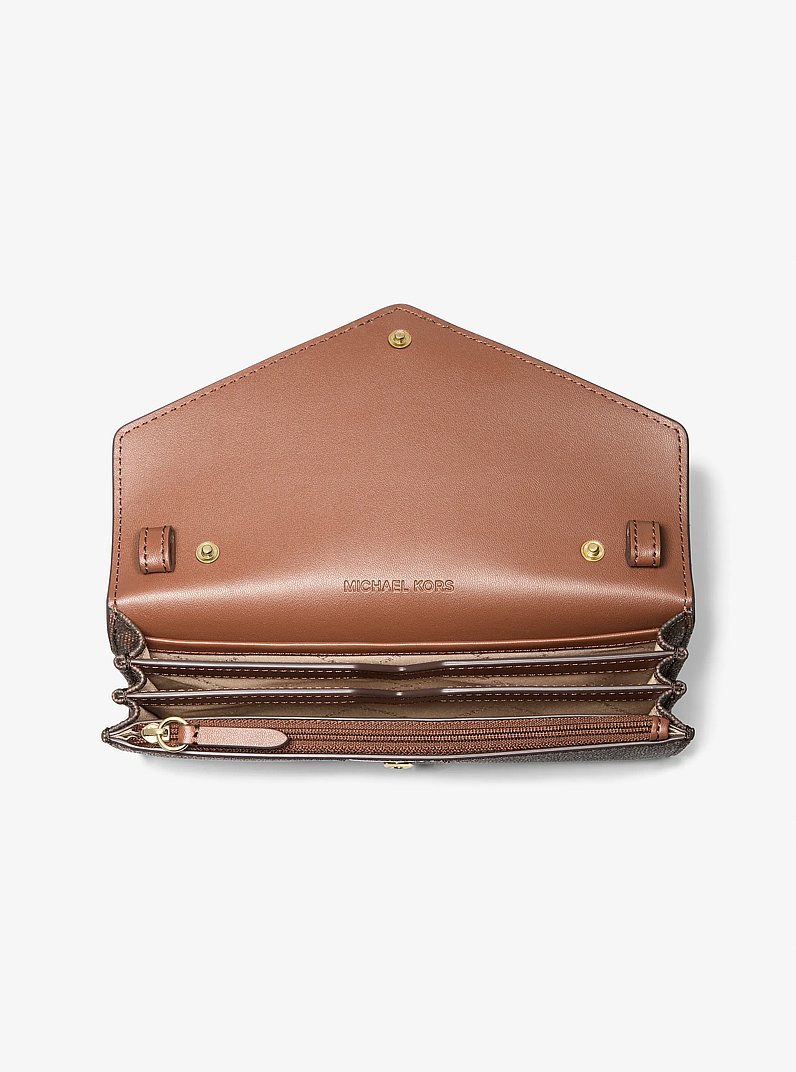Jet Set Large Signature Logo Convertible Crossbody Bag in BROWN/LUGGAGE | Michael Kors