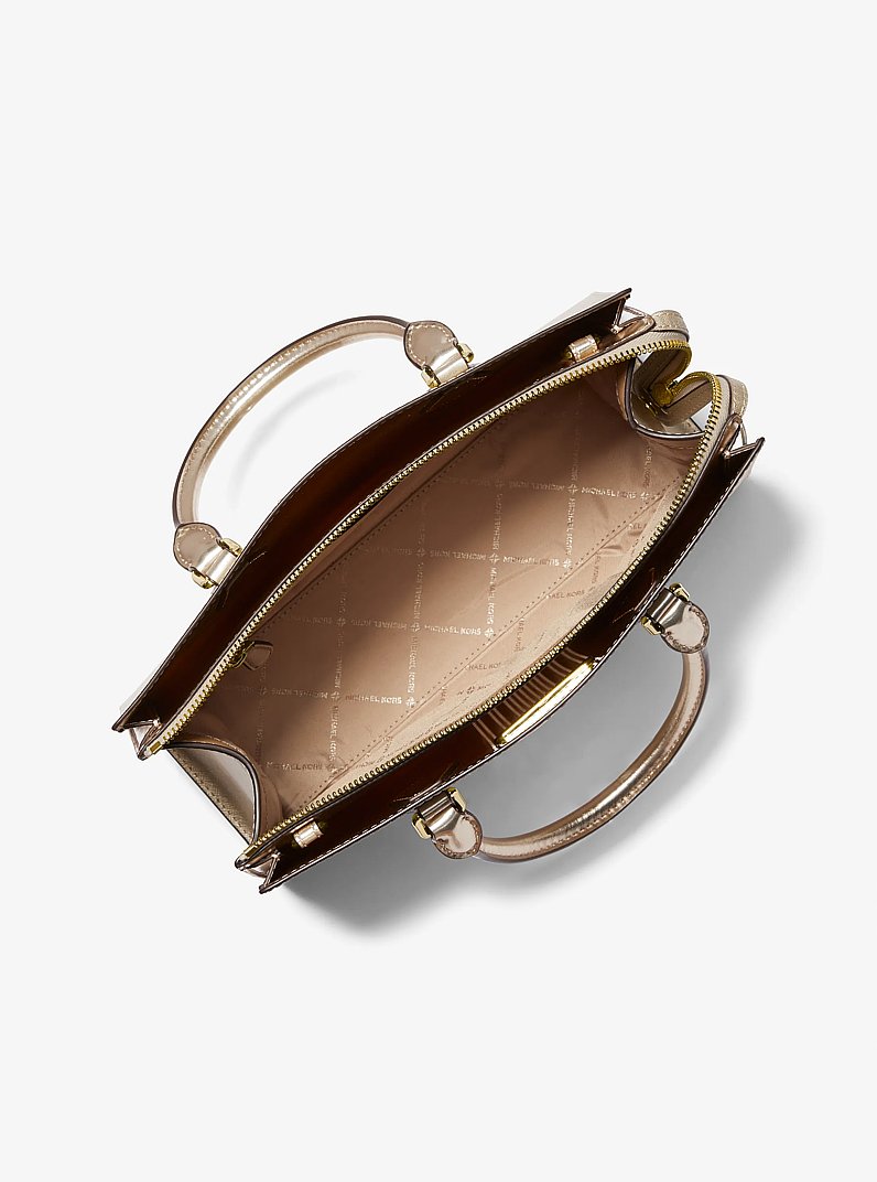 Sheila Medium Metallic Satchel in DORADO P&Aacute;LIDO | Michael Kors