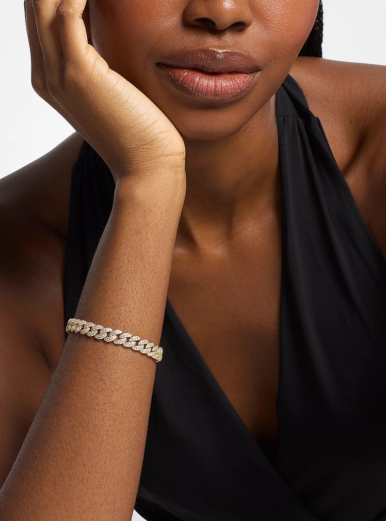 Pav&eacute; Curb-Link Chain Bracelet
