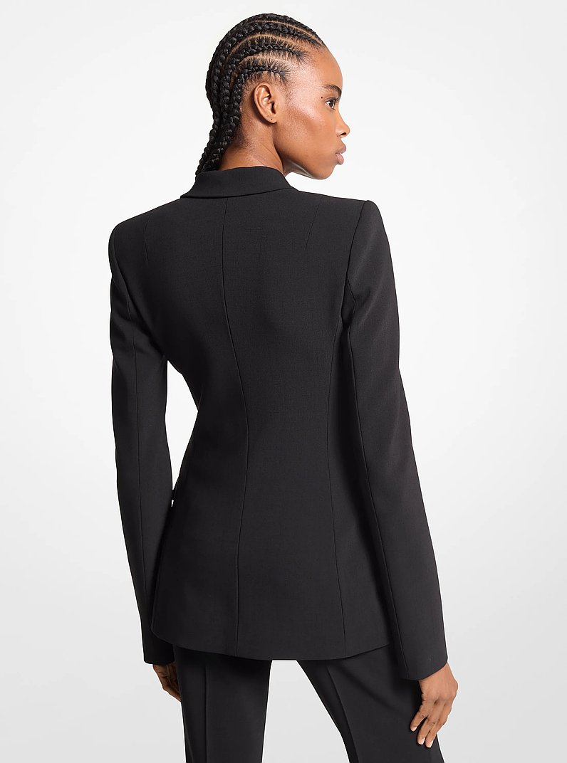 Chamarra de crep&eacute; de lana el&aacute;stica con cremallera lateral in NEGRO | Michael Kors