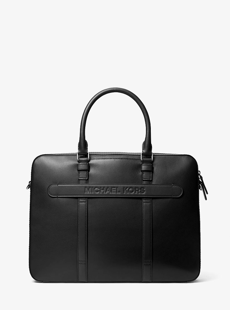 Varick Large Leather Briefcase in BLACK - Sale | Michael Kors [US]