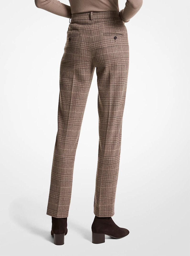 Samantha Glen Plaid Stretch Flannel Pants in MOCHA MULTI | Michael Kors