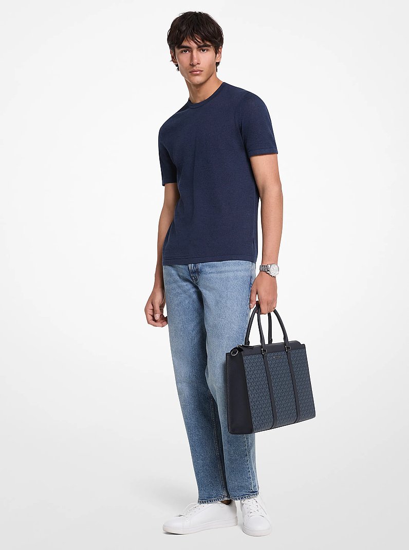 Cooper Signature Logo Briefcase in ADMRL/PLBLUE | Michael Kors