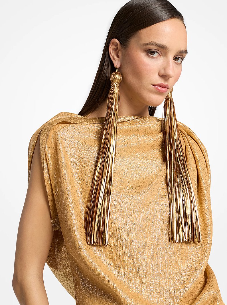Metallic Leather Tassel Earrings in BRASS | Michael Kors