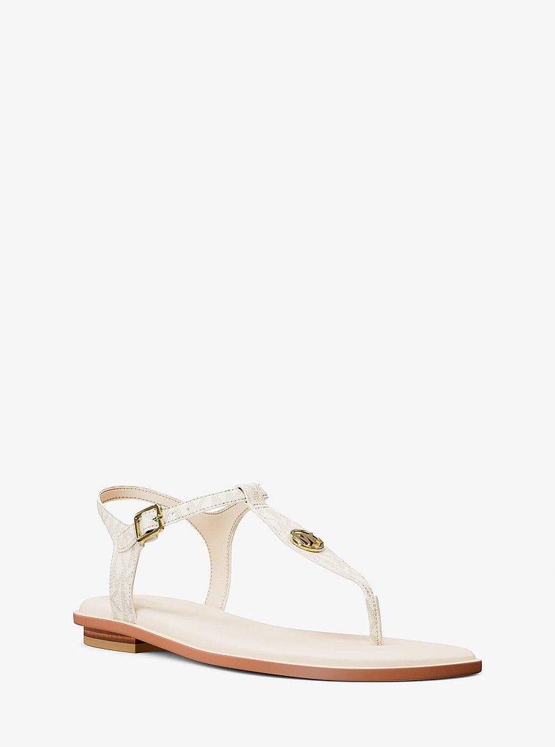 Mallory Signature Logo T-Strap Sandal in VANILLA | Michael Kors