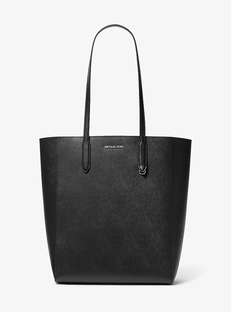 Vincent Large Saffiano Leather Tote Bag With Card Case in BLACK | Michael Kors