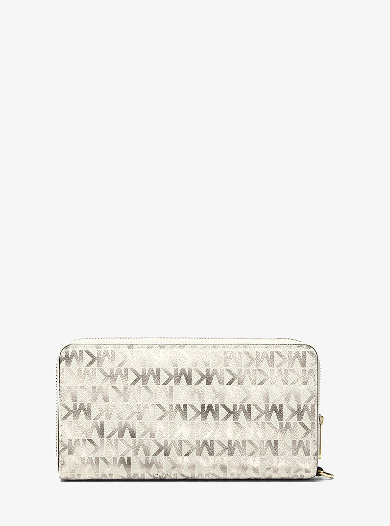 Jet Set Travel Large Signature Logo Wristlet in VANILLA | Michael Kors