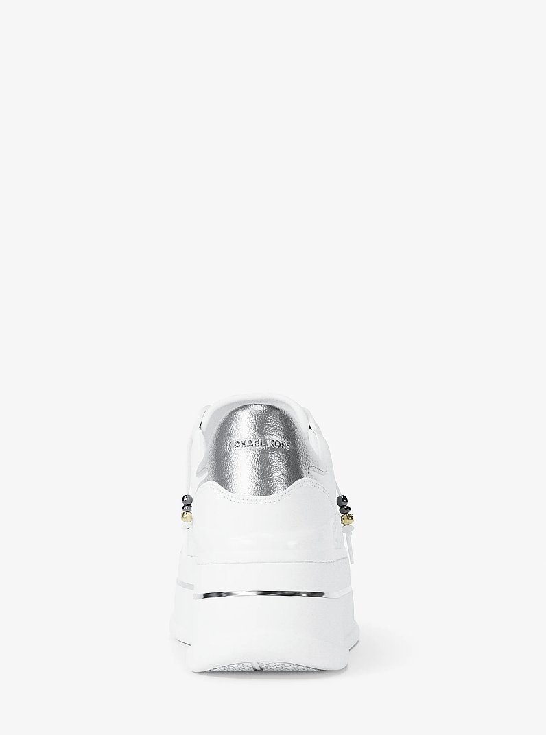 Hayes Embellished Leather Platform Sneaker in OPTIC WHITE | Michael Kors