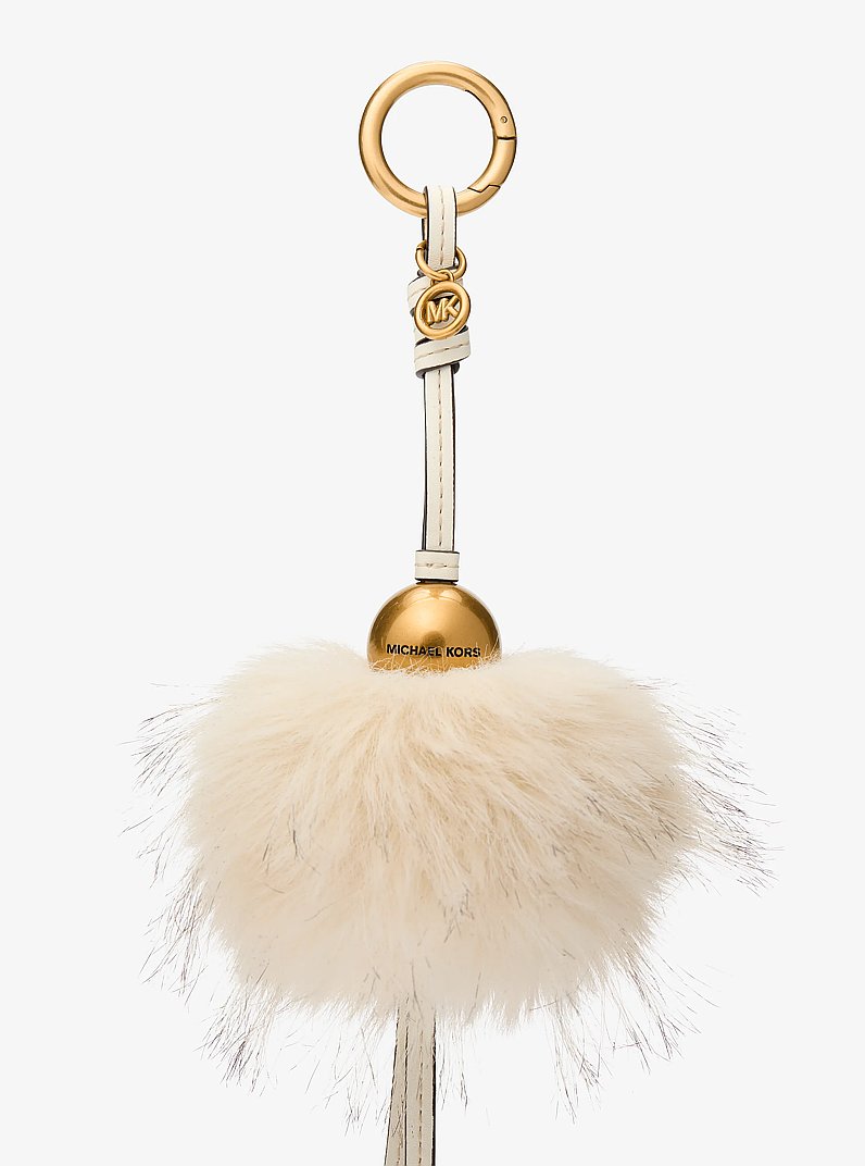 Gold-Tone Bead and Faux Fur Bag Charm in NATURAL COMBO | Michael Kors