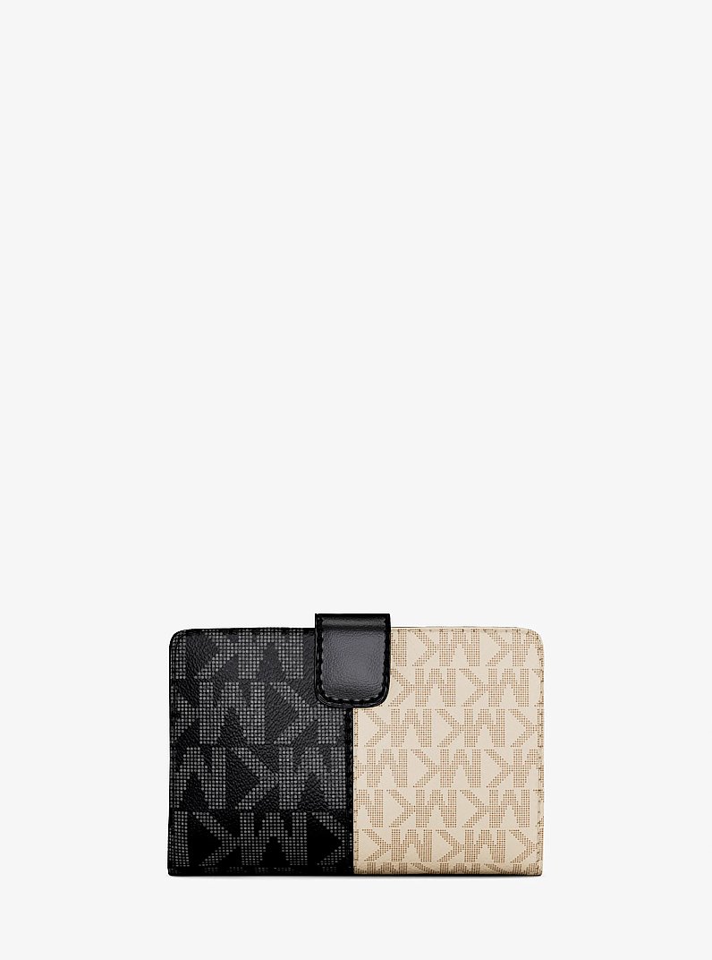 Billetera Jet Set mediana en dos tonos con logotipo in NEGRO COMBINADO | Michael Kors