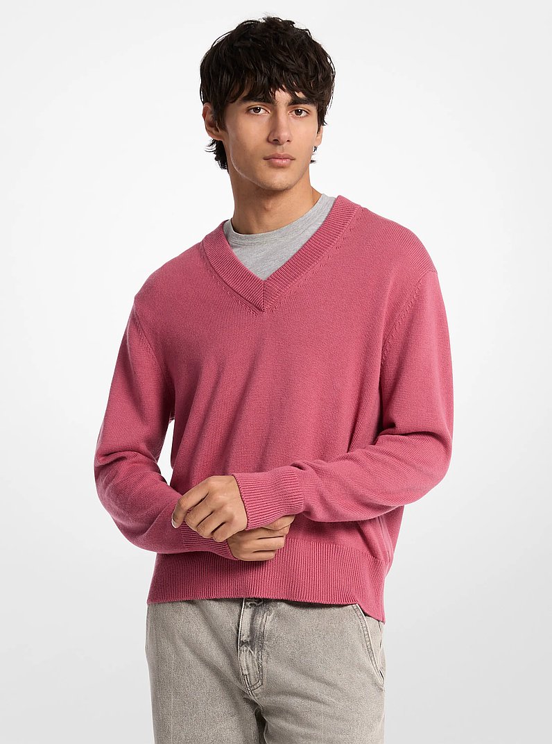 Pullover aus Wolle und Baumwolle mit Polokragen in PALISANDER | Michael Kors